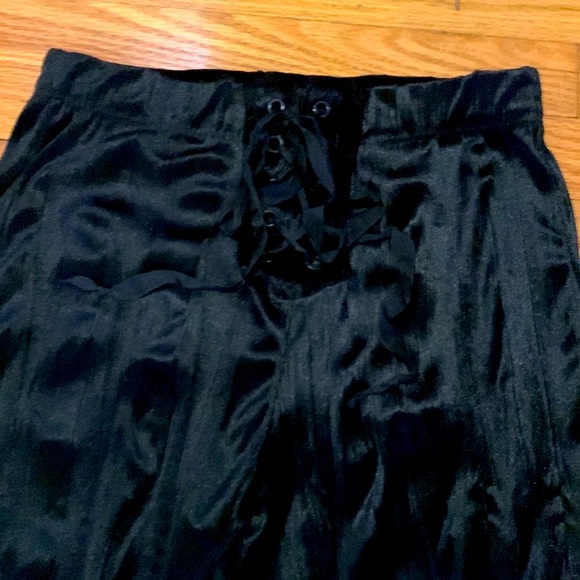 Lip Service Blacklist high rise black velvet flares with tie up front - Picture 3 of 5